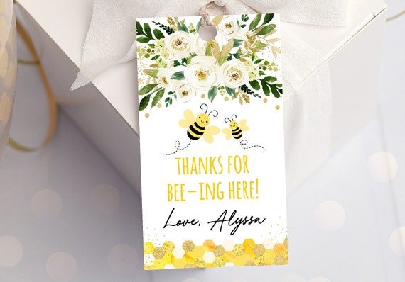 Editable Bee Party Favor Tags Thank You Tags Thanks For Bee-ing Here ...