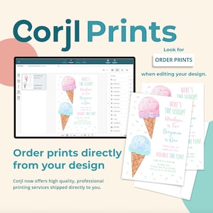 Editable Ice Cream Birthday Invitation, Here's The Scoop, Joint Birthday Invite, Boy Girl Ice Cream, Party Pink Blue Sprinkles Digital A673 image 2