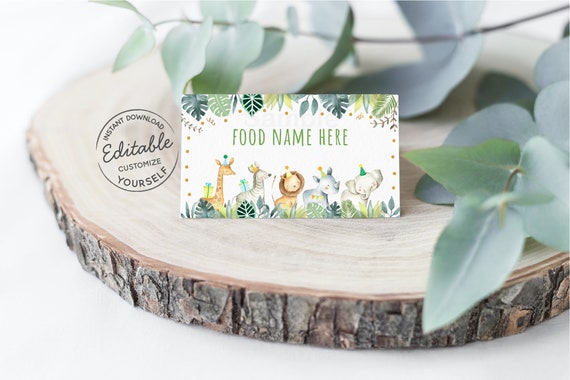 EDITABLE Safari Birthday Tent Cards, Food Labels, Safari Animals, Jungle Animals, Wild One Birthday, Boy, Digital Instant Download A518 Il_570xn