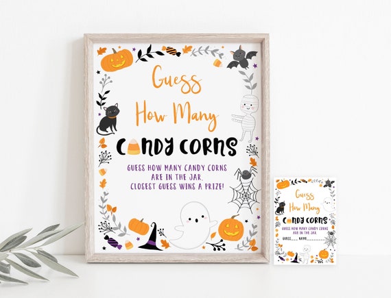 Guess How Many Candy Corns Game Guess How Many Game Halloween Birthday Halloween Bash Spooktacular Pumpkin Ghost Spider Download A572 Il_570xn