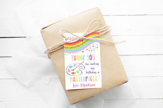 Editable Art Party Birthday Thank You Tag Favor Tag Girl Rainbow Art Party Paint Party Craft Party Printable Digital Download A514 Il_570xn