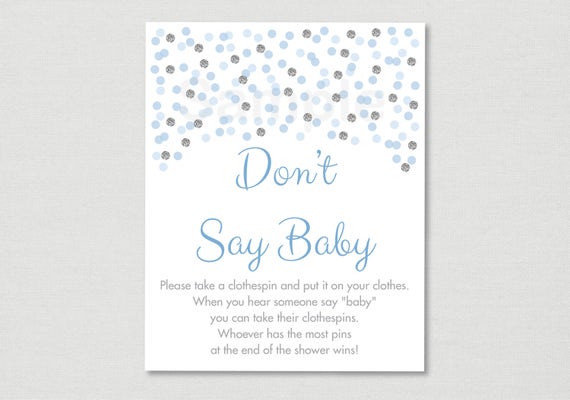 Blue Silver Don T Say Baby Game Glitter Baby Shower Glitter Blue Silver Don T Say Baby Game Glitter Baby Shower Glitter