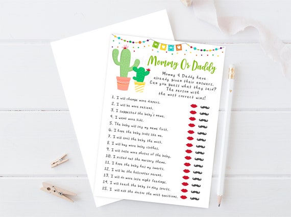 Fiesta Guess Who Said It Game Fiesta Baby Shower Mommy or Daddy Game Cactus Succulent Coed Baby Shower Printable Instant Download A504 Il_570xn