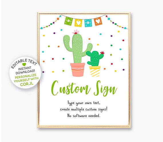 Fiesta Cactus Baby Shower Sign / Fiesta Baby Shower / Cactus Baby Shower / Fiesta Party Sign / Holy Guacamole / EDITABLE A504 Il_570xn