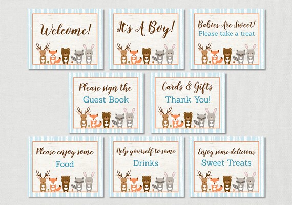 Party Decoration Woodland Animals Baby Shower Table Signs 8 Printable Signs Gronn Com Br