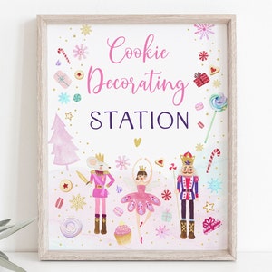 Nutcracker Cookie Decoration Sign Sugar Plum Fairy Party Land of Sweets Pink Gold Winter Girl Birthday Pink Nutcracker Digital Download A653