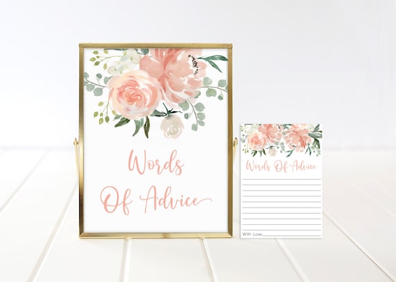 Peach Floral Advice Cards Peach Floral Baby Shower Soft Peach Dusty Peach Girl Baby Shower Digital Printable Instant Download A489 Il_570xn