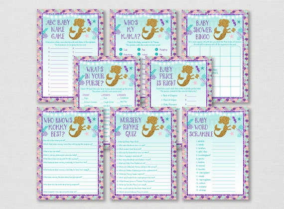 Mermaid Under The Sea Baby Shower Games Package Mermaid Baby Mermaid Under The Sea Baby Shower Games Package Mermaid Baby