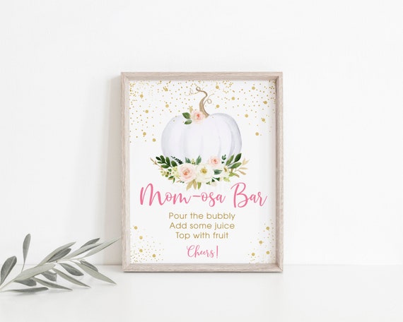 Pumpkin Mimosa Bar Sign Mom-osa Bar Sign Pumpkin Baby Shower Autumn Blush Gold Floral Pumpkin Girl Baby Shower Printable Digital A515 Il_570xn
