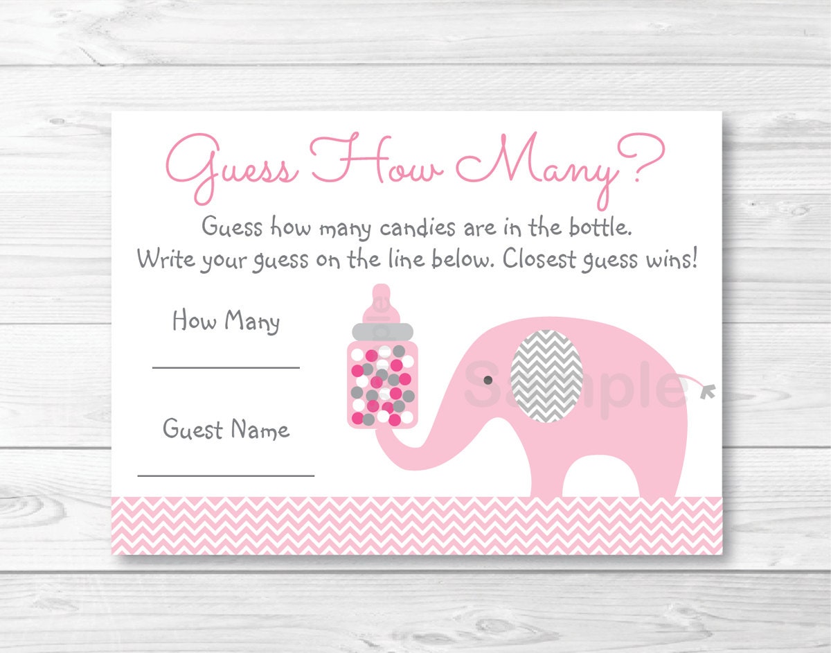 Pink Elephant Guess How Many Game Baby Shower Zoom