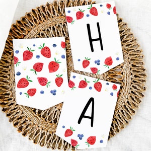 Editable Strawberry Blueberry Birthday Banner Berry Sweet Birthday Strawberry Party Berry Birthday Blueberry Birthday Digital Download A701