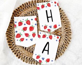 Editable Strawberry Blueberry Birthday Banner Berry Sweet Birthday Strawberry Party Berry Birthday Blueberry Birthday Digital Download A701