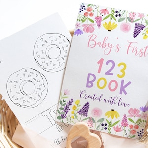 Baby's First 123 Book Baby Shower Coloring Pages Baby Shower Game Wildflower Numbers Coloring Book Floral Digital Instant Download A672