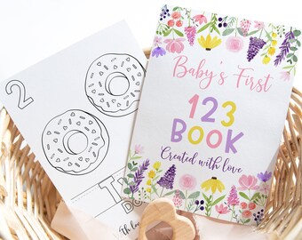 Baby's First 123 Book Baby Shower Coloring Pages Baby Shower Game Wildflower Numbers Coloring Book Floral Digital Instant Download A672