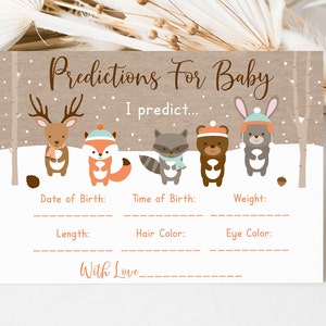 Winter Woodland Predictions For Baby Game, Woodland Baby Shower, Woodland Animals, Forest Animals, Baby Shower Game, Printable, Digital A111