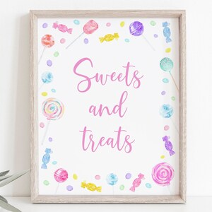 Candy Sweets and Treats Party Sign Sweet Shop Birthday Candy Birthday Lollipop Sweet Shop Party Candies Digital Download A659
