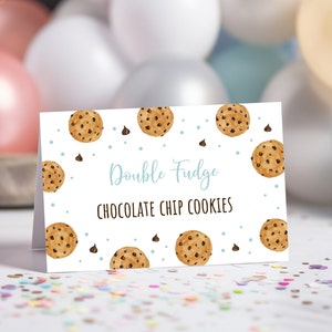 Bearbeitbare Cookie-Geburtstagskarten, Lebensmitteletiketten, ein süßer Keks-Geburtstag, blauer Junge 1.Geburtstag, Keks-Party, digitaler Download A737
