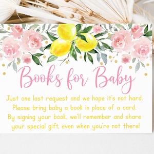 Citroen Babyshower Boek Verzoekkaarten Sunshine & Limonade Roze limonade Little Sweetie Roze gouden bloemen Boeken voor baby Digitaal A613