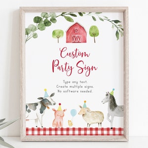 Editable Farm Birthday Sign, Farm Birthday Party, Barnyard Birthday, Farm Animal, Boy Farm, Printable, Digital Download, Corjl A511