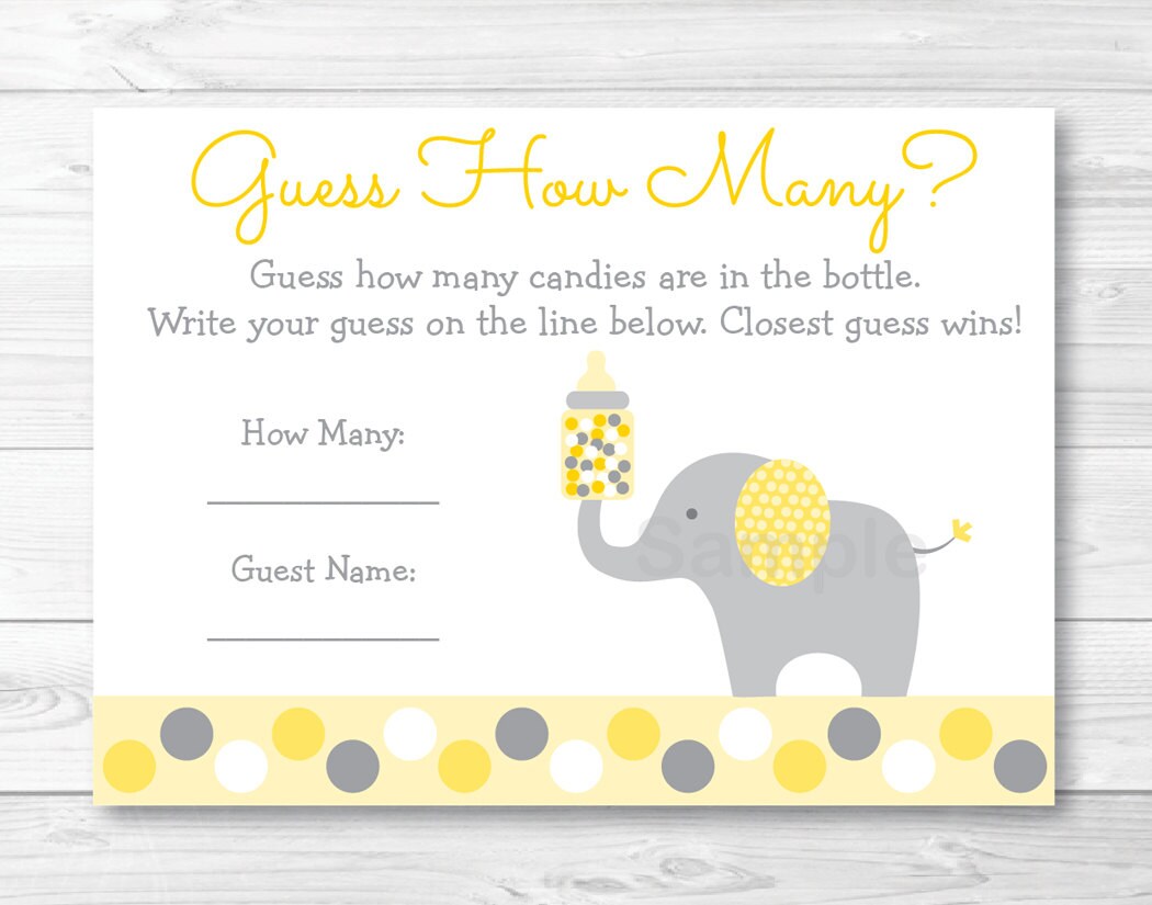 Elephant Guess How Many Game Elephant Baby Shower Candy Etsy Il Fullxfull Elephant Guess How Many Game Elephant