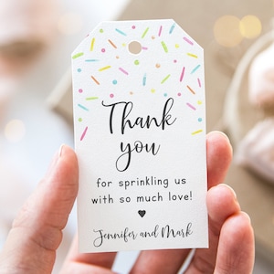 Editable Baby Sprinkle Party Favor Tags Thank You Tags Coed Neutral Baby Sprinkle Confetti Watercolor Sprinkles Digital Download A642