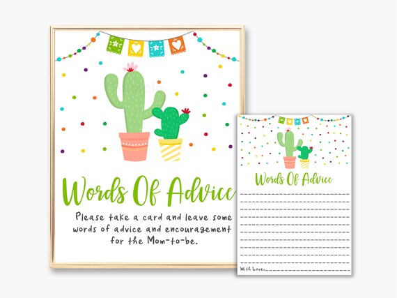 Fiesta Cactus Baby Shower Advice Cards / Fiesta Baby Shower / Cactus Baby Shower / Taco Bout A Baby / Words Of Advice / PRINTABLE A504 Il_570xn