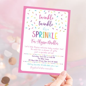 Editable Girl Baby Sprinkle Invitation Pink Baby Sprinkle Invite ...