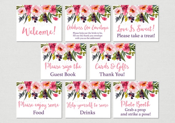 pink floral bridal shower signs floral bridal shower watercolor bridal shower banners