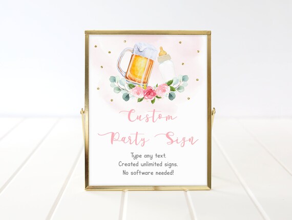 Editable Pink Baby Is Brewing Sign Baby Is Brewing Shower Beer Baby Shower Pink Gold Floral Baby Girl Printable Digital Download A595 Il_570xn