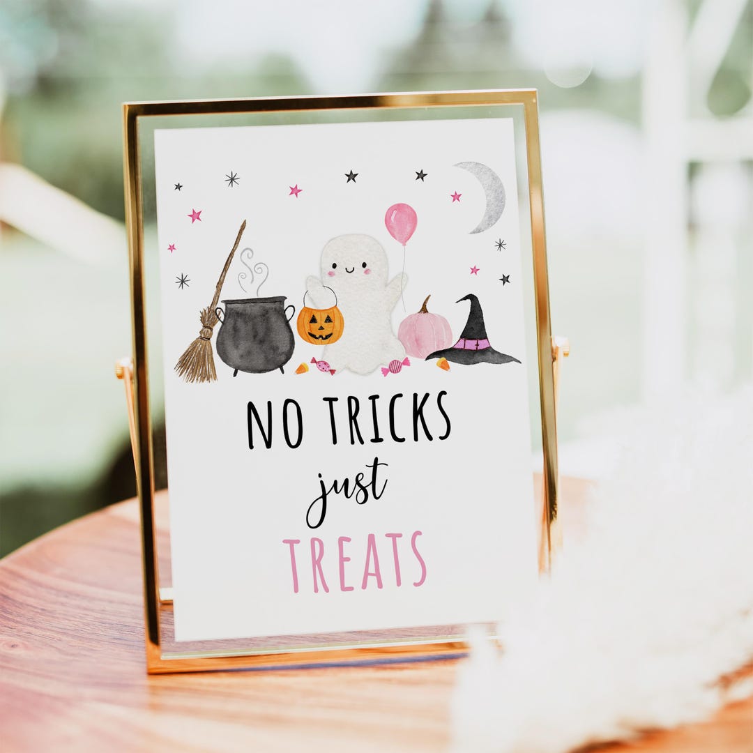 Ghost No Tricks Just Treats Sign Halloween Sign Spooky One Halloween ...