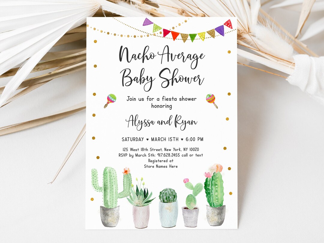 Editable Nacho Average Baby Shower Invitation Fiesta Baby Shower