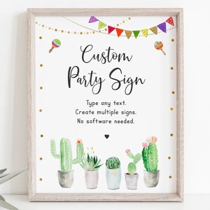 Editable Fiesta Bridal Shower Sign Fiesta Table Sign Couples Bridal Shower Fiesta Cactus Succulent Printable Digital Instant Download B144