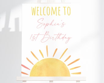 Editable Sunshine Birthday Welcome Sign Boho Little Sunshine Party You Are My Sunshine Boy Girl Gender Neutral Digital Download A681