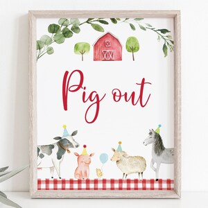 Pig Out Farm Birthday Sign Farm Animal Buffet Sign Farm Animal Food Sign Party Animals Boy Farm Party Printable Instant Download A511
