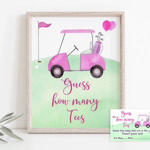 Pink Golf Guess How Many Tees Game Gold Birthday Hole in One Birthday Golf Par-tee Golf 1st Birthday Girl First Birthday Download A695