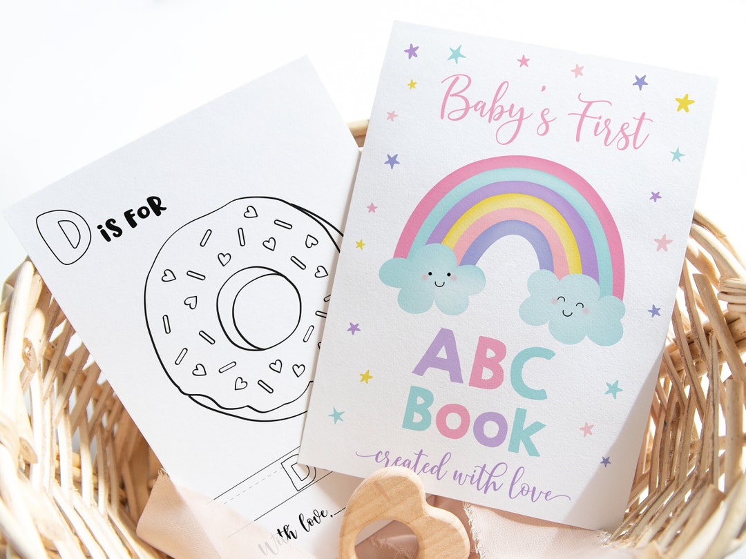 ABC Book Baby Shower Game Rainbow Alphabet Coloring Book Baby's First ...