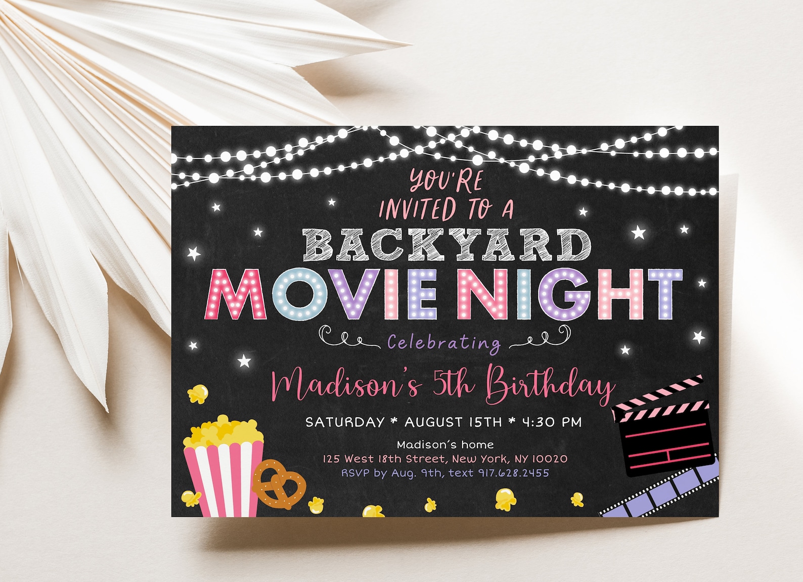 Editable Backyard Movie Night Birthday Invitation Movie Under - Etsy