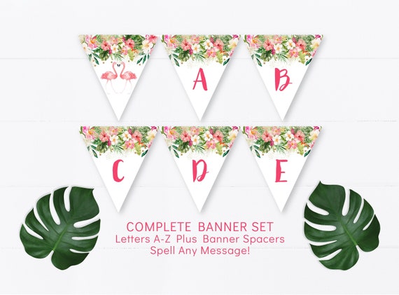flamingo bridal shower banner pink gold tropical floral banner letters a z digital printable instant download b128 by little prints inc catch my party