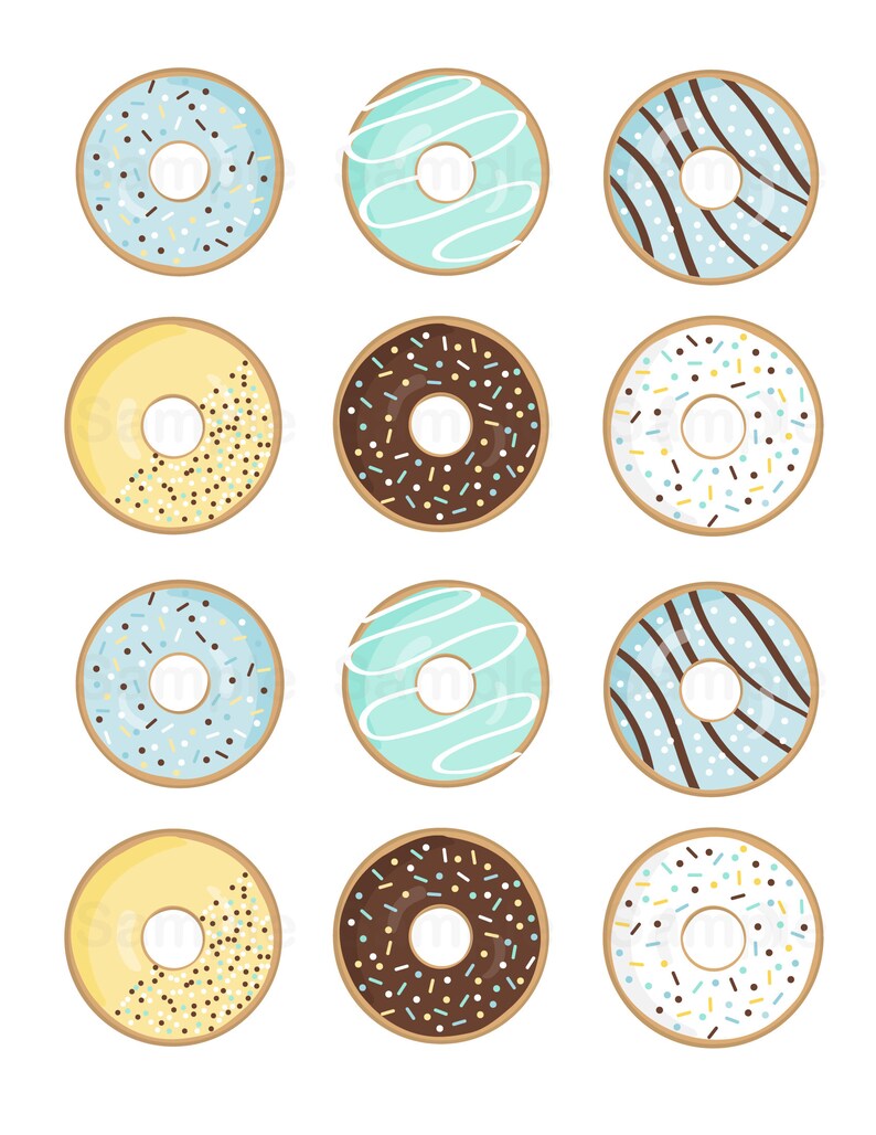 Donut Cupcake Toppers Donut Birthday Donut Grow Up Blue Etsy