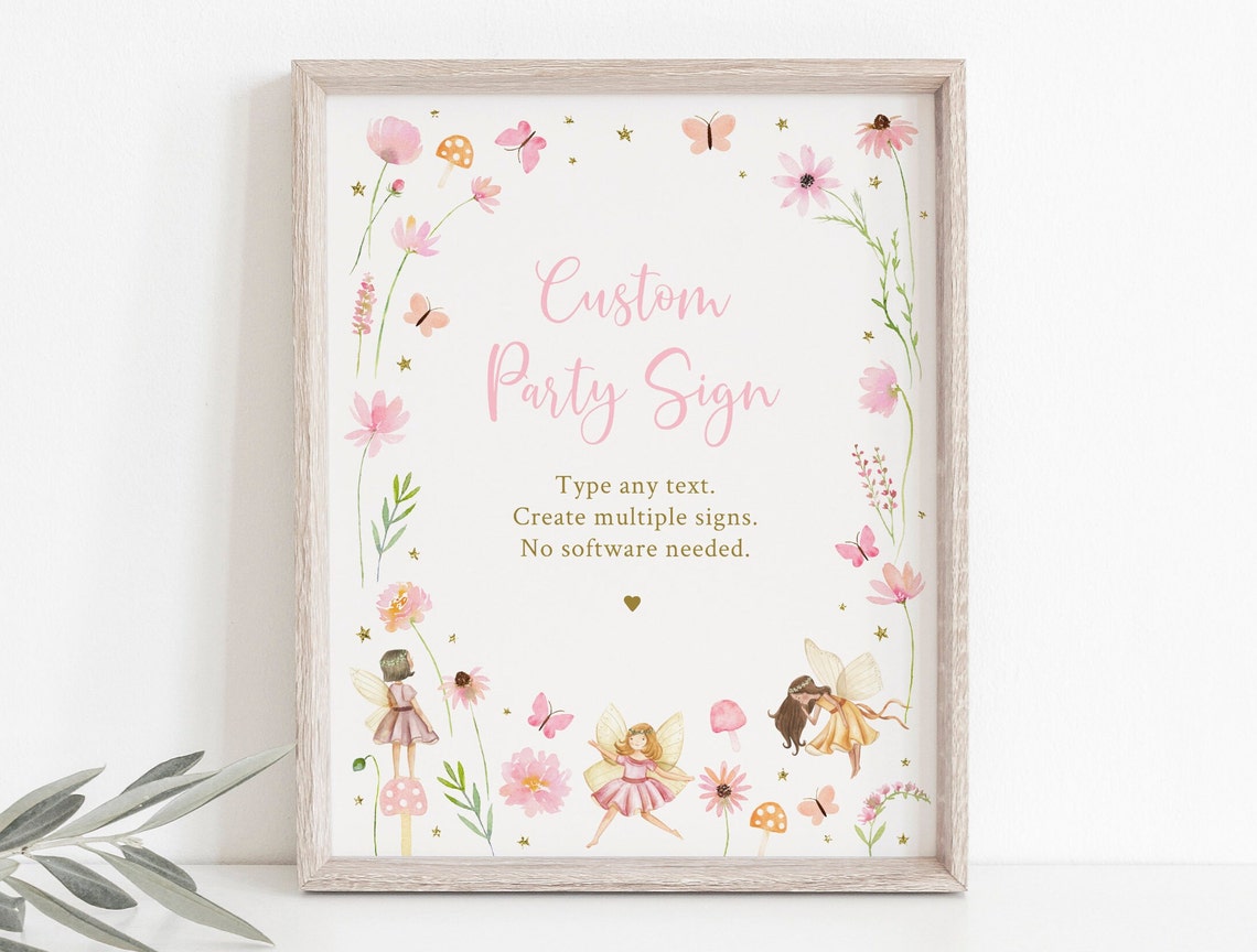Editable Fairy Birthday Party Sign Wildflower Fairy Garden Birthday ...