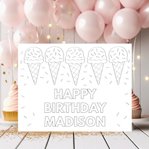 Bearbeitbare Eis Geburtstag Malseite Eis Party Eis Kegel Geburtstag Aktivität Party Favor Printable Digital Download A673