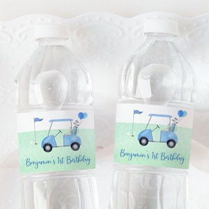 Editable Golf Birthday Water Bottle Labels Hole in One Birthday Par-tee Golf First Birthday Party Boy First Birthday Digital Download A695