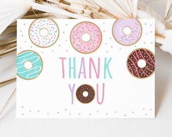 Donut Thank You Card, Donut Baby Shower, Baby Sprinkle, Pink Donut, Donuts & Diapers, Doughnut, Printable, Digital, Instant Download A500