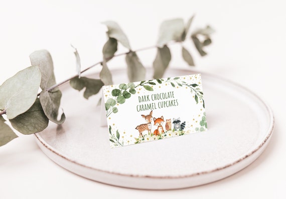 Woodland Tent Cards Food Labels Place Cards Woodland Baby Shower Greenery Woodland Forest Animals Digital Printable Instant Download A524 Il_570xn