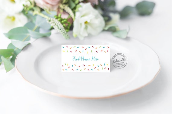 EDITABLE Blue Baby Sprinkle Tent Cards Food Labels Place Cards Baby Boy Sprinkle Rainbow Sprinkle Digital Printable Instant Download A110 Il_570xn