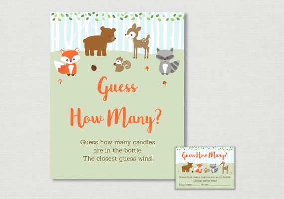Woodland Animal Guess How Many Game / Woodland Baby Shower / Baby Woodland Animals / Forest Animals / INSTANT DOWNLOAD A469 Il_570xn