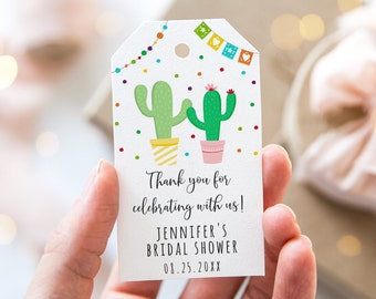 Editable Fiesta Bridal Shower Tags Favor Tags Thank You Tags Couples Bridal Shower Cactus Succulent Digital Printable Instant Download B143