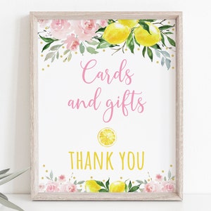 Lemonade Cards & Gifts Birthday Sign Sunshine Lemonade and Fun Pink Lemonade Pink Gold Floral Girl Lemonade Party Digital Download A613