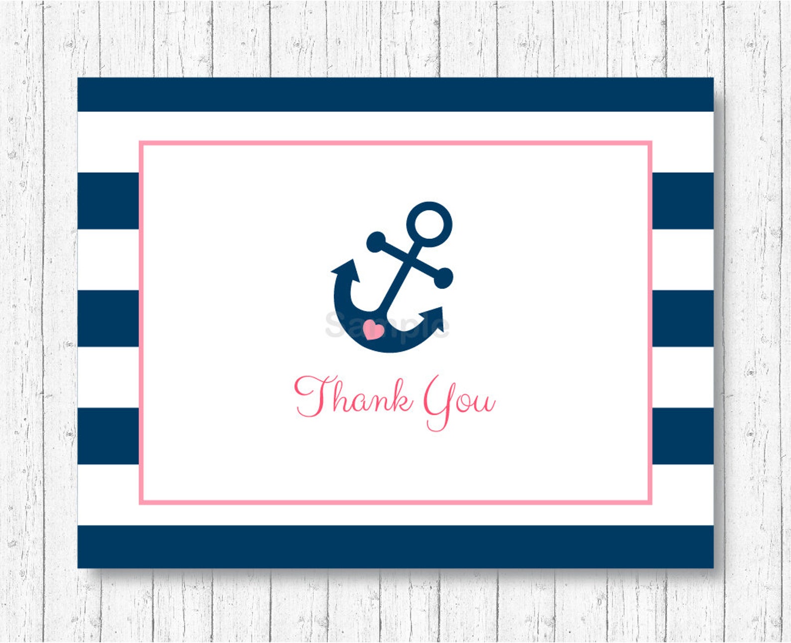 Cute Nautical Thank You Card Template / Nautical Baby Shower / Etsy