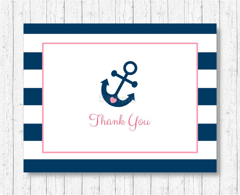 Cute Nautical Thank You Card Template / Nautical Baby ...